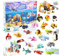 Christmas Advent Calendar 2025 Ocean Animals Building Blocks, 24 Days Christmas Countdown Playset 12 In 1 Building Bricks Xtmas Gifts