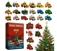 Christmas Advent Calendar 2025, Two-Dimensional Acrylic Hanging Ornament, Advent Calendar with Toy Cars, for the Christmas Season, Toddlers, Children, Teenagers, Girls and the Whole Family