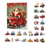Christmas Advent Calendar 2025 Unique 2D Hanging Ornament with Mini Die-Cast Construction Vehicles, 24 Days Surprise Gifts for Christmas Tree Wall Door Decor