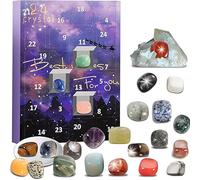 Christmas Advent Calendar 2025 with 24 Natural Crystals Xmas Countdown Mystery Box with Gemstones Minerals & Fossils Mystery Crystal Rock Collection Gift for Kids & Adults