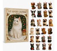 Christmas Advent Calendar 2026, 24-Day Countdown with 24 Ornaments (Cat)