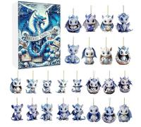 Christmas advent calendar, 24 cartoon cute dragons, funny dragon suits commemorative collectibles collectible toy dolls countdown 24 days