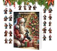 Christmas Advent Calendar 24 Day Christmas Dachshund Advent Calendar Home Decor 2D December Holiday Celebration Family Party Teens Adults Living Room Fireplace