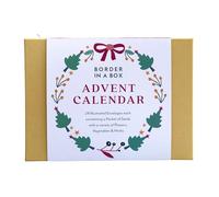 Christmas Advent Calendar, 24 Day, flower vegetable and herb seeds Advent Calendar for Gardeners, illustrated with botanical wreaths, display with wooden pegs and bakers twine