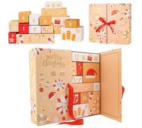 Christmas Advent Calendar, 24 Days Advent Countdown Gift Boxes Refillable Christmas Countdown Calendar for Kids 24 Colorful Boxes for Gift Wrap Xmas Decoration