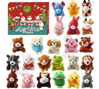 Christmas Advent Calendar 24 Days Christmas Animal Plush Toys Countdown Calendar Xmas Animal Plush Doll Calendar Gift Box Mini CuteToys Gifts for Boys Girls