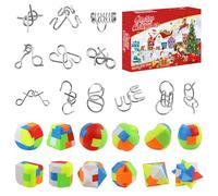 Christmas Advent Calendar - 24 Pcs Brain Teaser Challenge Puzzles, Metal Wire and Plastic Lock Puzzle Set, 24 Days Countdown Toys for Kids and Adults