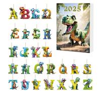 Christmas Advent Calendar Acrylic Dinosaur Countdown Calendar Tree Pendants (B)