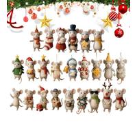 Christmas Advent Calendar - Acrylic Set | Small 24 Pieces Flat Acrylic Cute Mouse Decoration Collection | Countdown Creates Joy For Display
