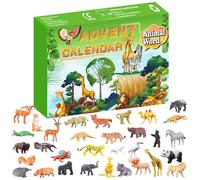 Christmas Advent Calendar Animal Figures Educational Toy Set For Kids With 24 Days Countdown To Festive Holiday Season Learning Activity (Green, 37. 5X23X3CM)