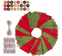 Christmas Advent Calendar Bag Set Linen Bags Stickers Wooden Clips Rope Kit Christmas Advent Calendar Bag