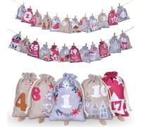 Christmas Advent Calendar Bags, 24 Days Countdown Burlap bags Hanging Advent Calendar Gift Favors for Xmas Decorations (Mix)