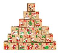 Christmas Advent Calendar Boxes 2023, 24 Kraft Paper DIY Gift Boxes for Kids
