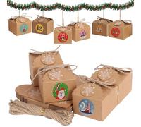 Christmas Advent Calendar Boxes, Empty Advent Calendar Boxes to Fill Yourself, DIY Advent Calendar Kit with Stickers and String, Christmas Countdown Boxes to Fill for Kids and Adults