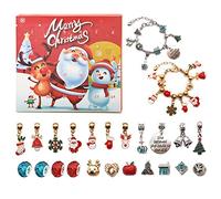 Christmas Advent Calendar Bracelets 2023 for Girls 24 Days Xmas Countdown Calendar DIY Jewelry Making Kit Gift 22 Charm Beads 2 Bracelets for Kids Teens Women (Red)