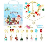 Christmas Advent Calendar Bracelets 2023 Gifts, 24 Days Xmas Countdown Calendar with DIY Charm Bracelets Necklace Kits, Christmas Gifts for Girls Kids Teens Adult Women
