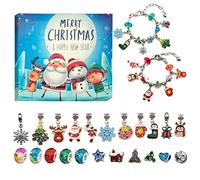 Christmas Advent Calendar Bracelets 2024 for Girls 24 Days Xmas Countdown Calendar DIY Jewelry Making Kit Gift 22 Charm Beads 2 Bracelets for Kids Teens Women (Blue)
