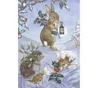 Christmas Advent Calendar Card Traditional Animals - A5 Xmas Vintage Style