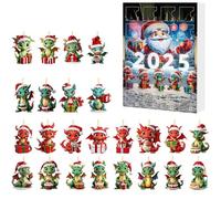 Christmas Advent Calendar Dinosaur Hanging Decorations for Christmas Tree, Countdown Calendars 24 Days Acrylic Collectible Figures for Holiday Decorations
