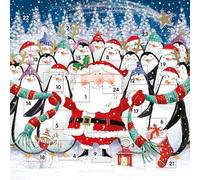 Christmas Advent Calendar Festive Santa Penguins Xmas - 230mm x 230mm - 24 Doors