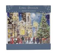 Christmas Advent Calendar | Festive Town Square and Cathedral Scene | Traditional Picture Advent Calendar - 23cm