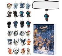 Christmas Advent Calendar - Flat Dragon Hanging Calendar for Countdown | Cute Acrylic Keepsake 2D Flat - for Tablecloth, Tree, Window and