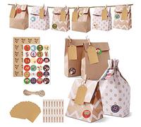 Christmas Advent Calendar Hanging Bags 24 Days Christmas Candy Bags With Number Stickers Handmade Sacks Calendar Hanging