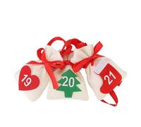 Christmas Advent Calendar Hanging Rope Pocket Gift Bags Countdown To Christmas Home Decoration Shopping Malls Hotels Stores Lint Fabric Red 15x11cm 24 or 30 Bags (Numbers 1 to 30)