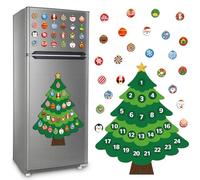 Christmas Advent Calendar Magnets 2025 Christmas Tree Refrigerator Magnets Countdown to Xmas Ornament for Kids Adults Xmas Tree Magnetic Stickers for Fridge Holiday Home Room Classroom Decoration