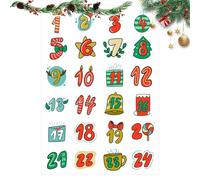 Christmas Advent Calendar Numbered Stickers,Christmas Advent Countdown Stickers | 1-24 Numbers Christmas Food Packaging Bag Stickers - Sealing Labels