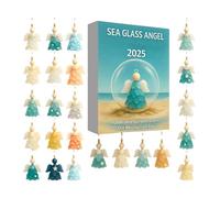 Christmas Advent Calendar Sea Glass Angel 2025,2D Acrylic Pendant Decor For Holidays | Christmas Countdown With 24 Angel Pendants | For Tree Car Mirror Wall Window