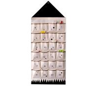 Christmas Advent Calendar Wall Hanging Bag With 24 Pockets, 24 Days Countdown Calendar Storage Bag for Xmas Home Wall Decoration, Reusable Fabric Gift Favors for kids friends family (Black)