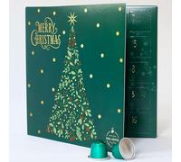 Christmas Advent Calendar with 24 Nespresso Compatible Pods from Real Coffee. Recyclable Original Line Aluminium Capsules. One Capsule for Each Day. Explore 11 Delicious Varieties. Green Edition