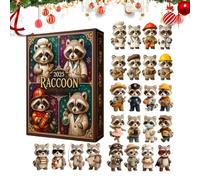 Christmas Advent Calendar With Raccoon 2025,24 Days Acrylic Decoration 2D,Animal Countdown Calendar - For Home Living Room Family Adults Children Holiday