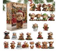 Christmas Advent Calendars - 2D Acrylic 24 Days Pendant | Highland Pendant for Christmas Countdown | For Indoor Bedroom Wall Window Tree Party Car