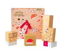 Christmas Advent Calendars Boxes - 24-Day 2025 Foldable Holiday Countdown for Adults & Kids | Empty Festive Boxes for Candy Jewelry Treats Stocking Surprises, Handwritten Cards 13.19x12.01x3.15in