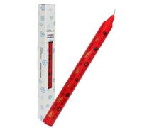 Christmas Advent Candle Gift Boxed 25cm Tapered 1candle with Countdown Festive Images (Red)