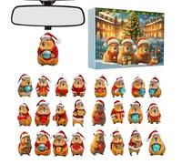 Christmas Advent Capybara Countdown,24 Days Seasonal Decor 2D Acrylic - Capybara Tree Ornament 2025 Countdown Calendar | for Christmas Tree Car Rearview Mirror Wall Adults Kids Vacation Party