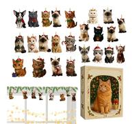 Christmas Advent Cat Calendar | 24-Day 2D Acrylic Cat Themed Ornament Advent 2025 | Decorative Charm Countdown Calendar for Pet Lovers Collectors Kids Indoor Window Outdoor Entryway Door