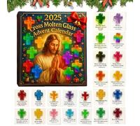 Christmas Advent Countdown Calendar - 26x18x3cm 2D Acrylic Winter Decoration, Verse Pocket Cross Display | Inspirational Christmas Countdown Decor for Men Women Adults Mother Father Family Frien