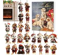 Christmas Advent Countdown Calendar with Dog Ornament - Cute Dog Drinking Coffee Ornaments, 2D Acrylic Christmas Pendants, Decorative Advent Calendar, Interactive Festive Dog Figures | We