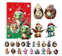 Christmas Advent Countdown Calendar with Dragon - 2D Acrylic Decoration for 24 Days, Charm Christmas Advent | for Home Tree Car Rear View Mirror Wall Door Adults Children Holiday