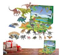 Christmas Advent Dinosaur | Small Dinosaur Figures with Interactive Accessories - 24-day Christmas Countdown Calendar, Stocking Stuffers Party Favors for Girls Boys Kids TV Cabinet Mantel Desktop Book