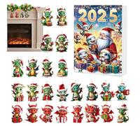 Christmas Advent Dragon 2025, 24 Days Countdown Calendar Decorative Acrylic 2D - Dragon Christmas Tree Pendant, for Children Adults Home Family Window Wall Car Door