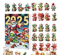 Christmas Advent Dragon 2025 - Countdown Calendar 24 Days Acrylic 2D Decoration, Dragon Pendant for Christmas Tree, for Children Adults Home Family Window Wall Car Door