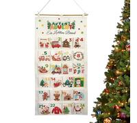 Christmas Advent Fabric, Snack Bags 24 Days | Calendar Countdown Hanging Bags | for Home Office Parties Collectors Candy Snacks Small Items