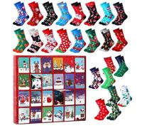 Christmas Advent Gift Set - Fabric Stockings Countdown Calendar | Calf Socks Gift Set 24 Days | Cađeau Đe Vacation Perfect For Family, Friends And Decoration