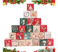 Christmas Advent Gifts Boxes, Empty Advent Calendar Boxes to Fill Yourself, 24 Days Christmas Countdown Eve Box, Xmas DIY Gifts Box for Decoration (Style 4)