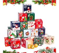 Christmas Advent Gifts Boxes, Empty Advent Calendar Boxes to Fill Yourself, 24 Days Christmas Countdown Eve Box, Xmas DIY Gifts Box for Decoration (Style 1)