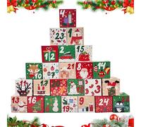Christmas Advent Gifts Boxes, Empty Advent Calendar Boxes to Fill Yourself, 24 Days Christmas Countdown Eve Box, Xmas DIY Gifts Box for Decoration (Style 2)